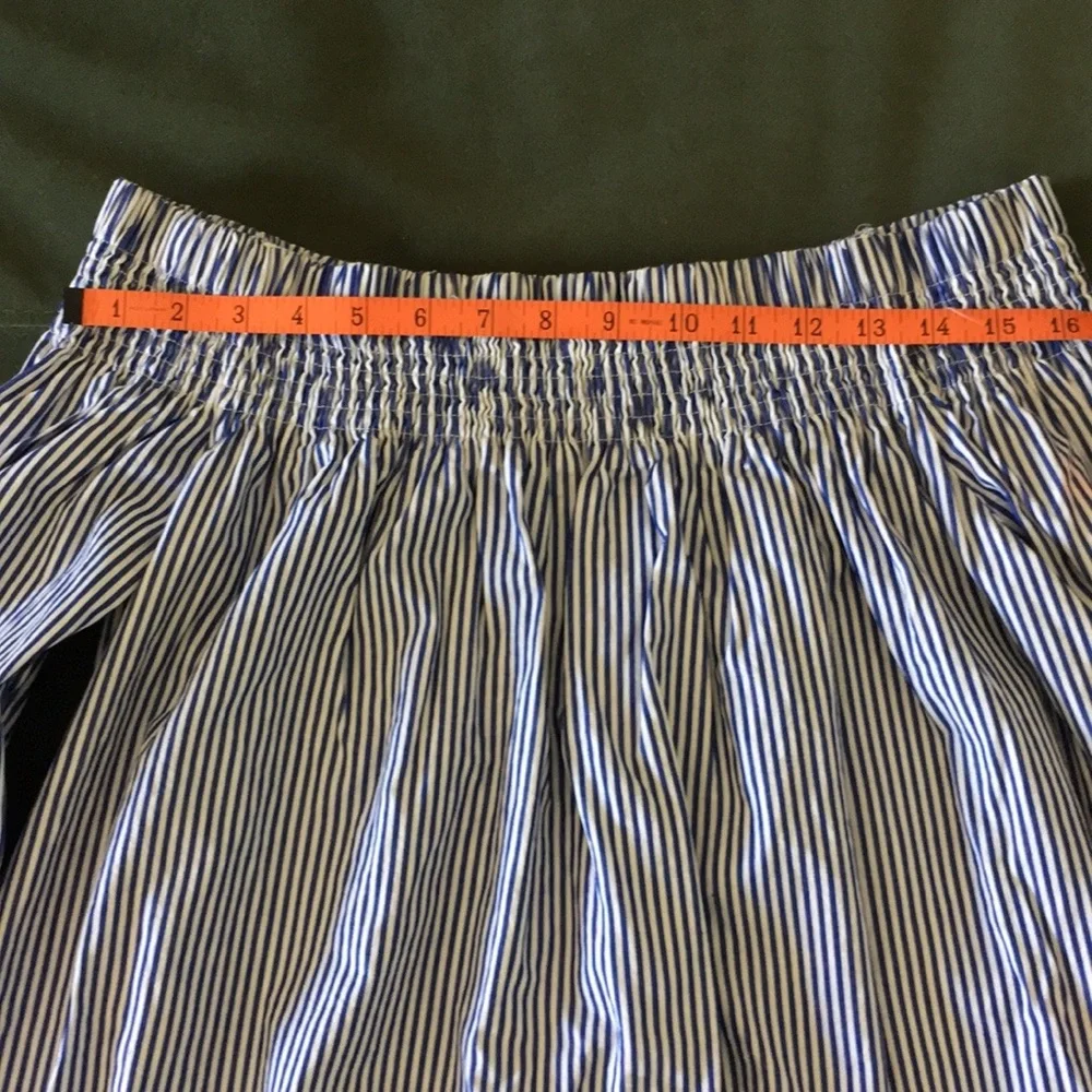 Tuckernuck Inslee blue and white striped off shoulder tunic blouse top S - Picture 10 of 14